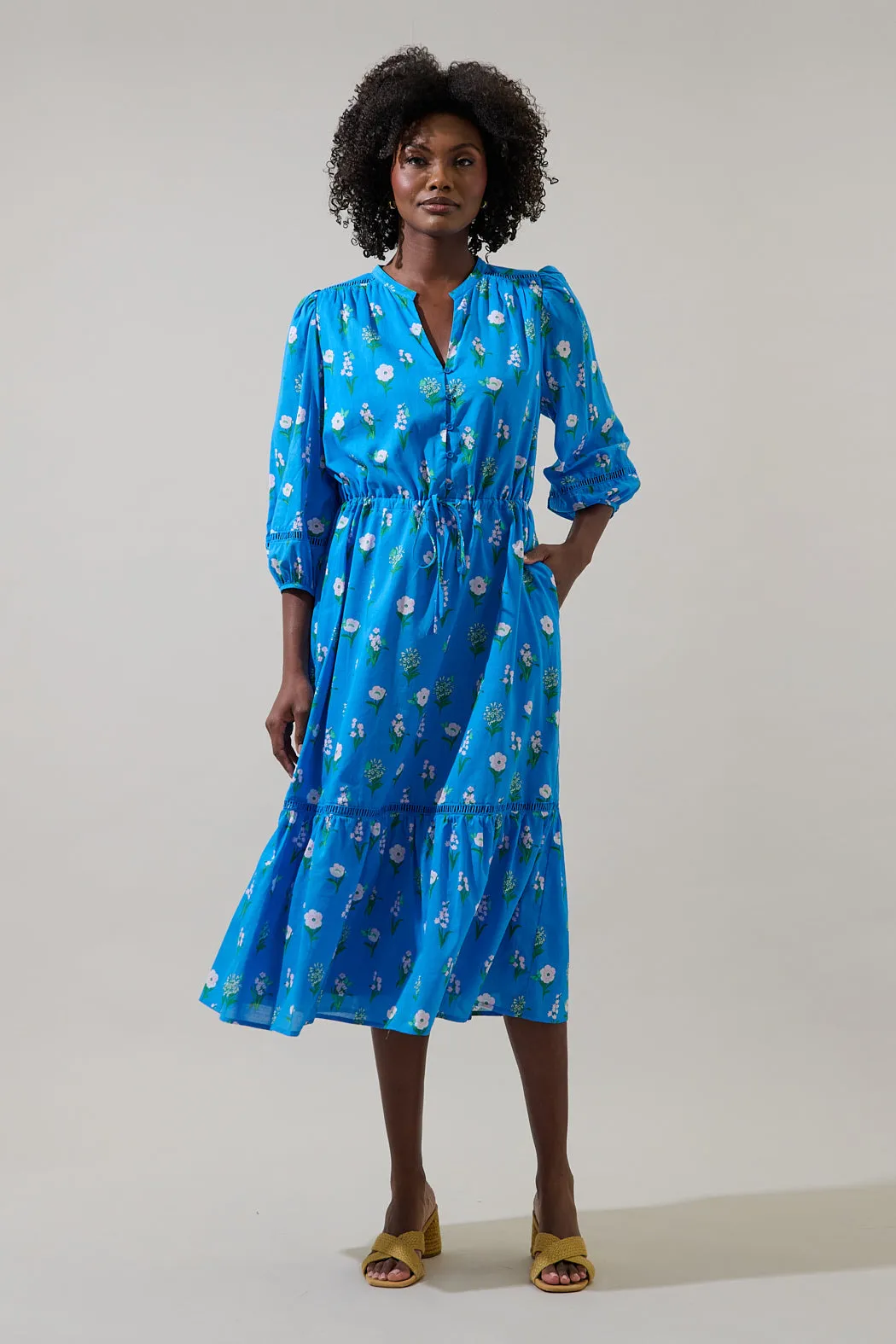 Jazleen Floral Harmy Drawstring Midi Dress sold by Sugarlips product image thumbnail 4