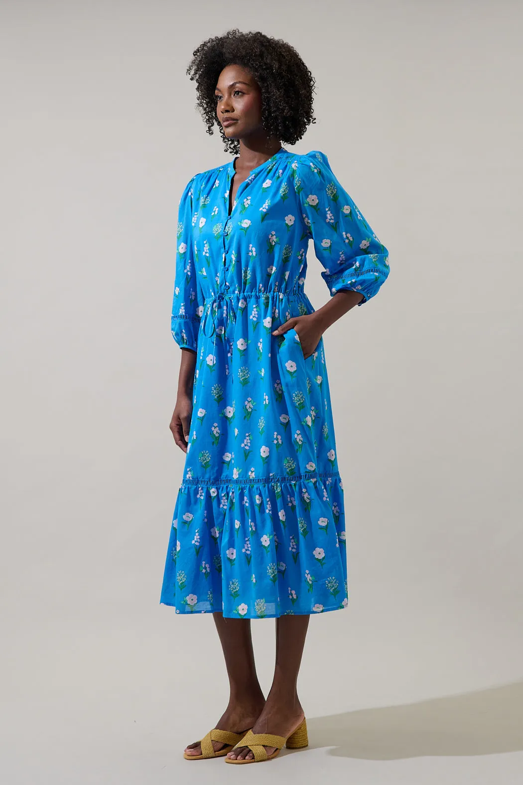 Jazleen Floral Harmy Drawstring Midi Dress sold by Sugarlips product image thumbnail 3