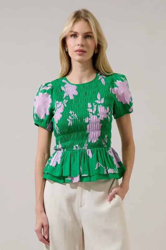 Zama Floral Katti Smocked Top sold by Sugarlips