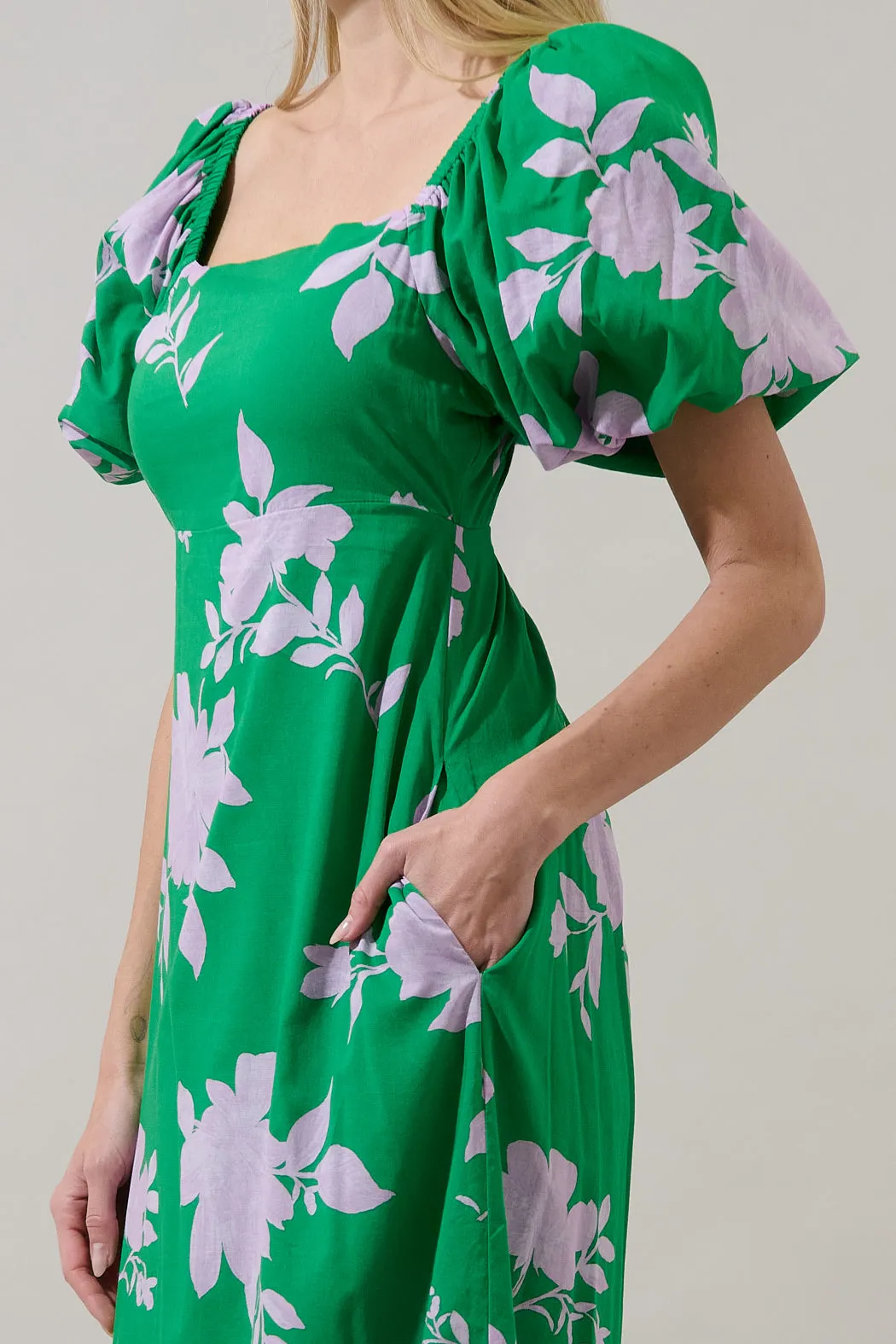 Zama Floral Xena Puff Sleeve Maxi Dress sold by Sugarlips product image thumbnail 4