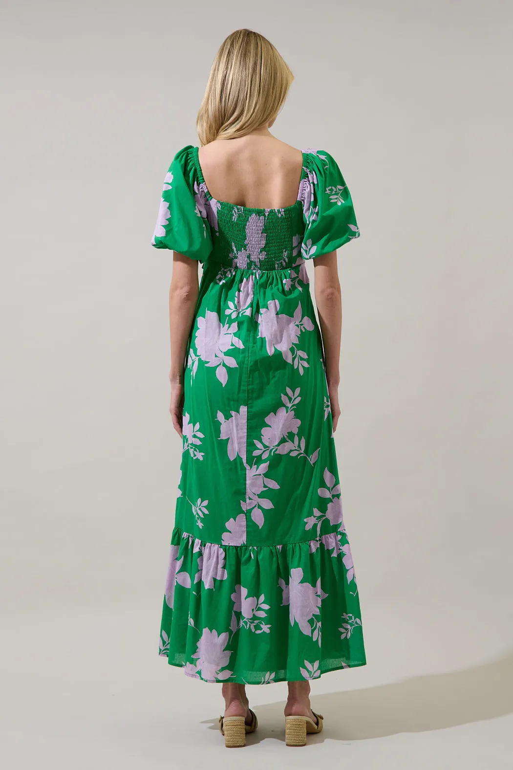 Zama Floral Xena Puff Sleeve Maxi Dress sold by Sugarlips product image thumbnail 2