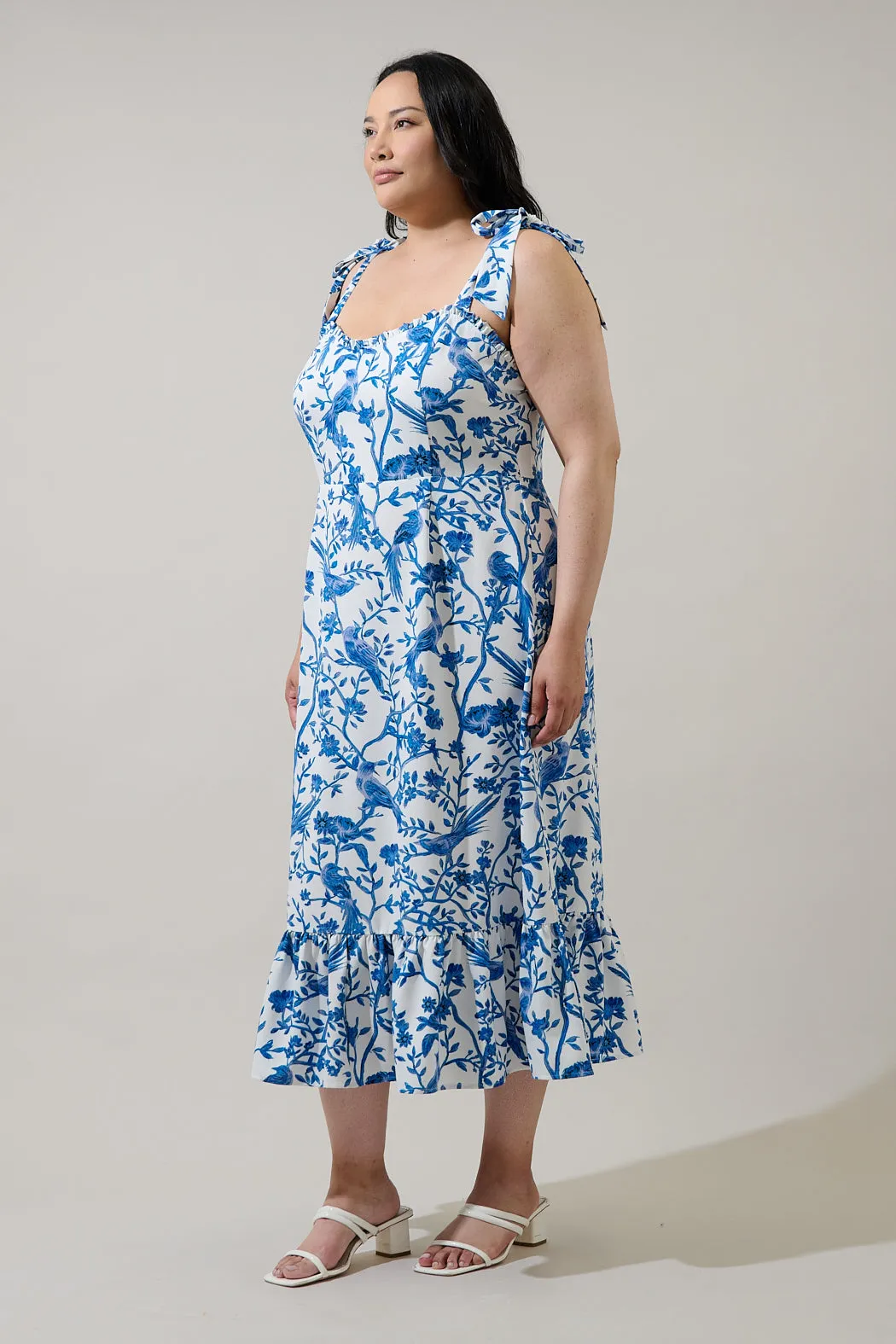 Ciela Floral Baker Tie Strap Midi Dress Curve sold by Sugarlips product image thumbnail 3
