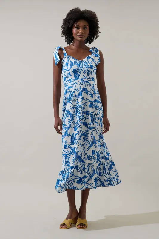 Ciela Floral Baker Tie Strap Midi Dress made by Sugarlips