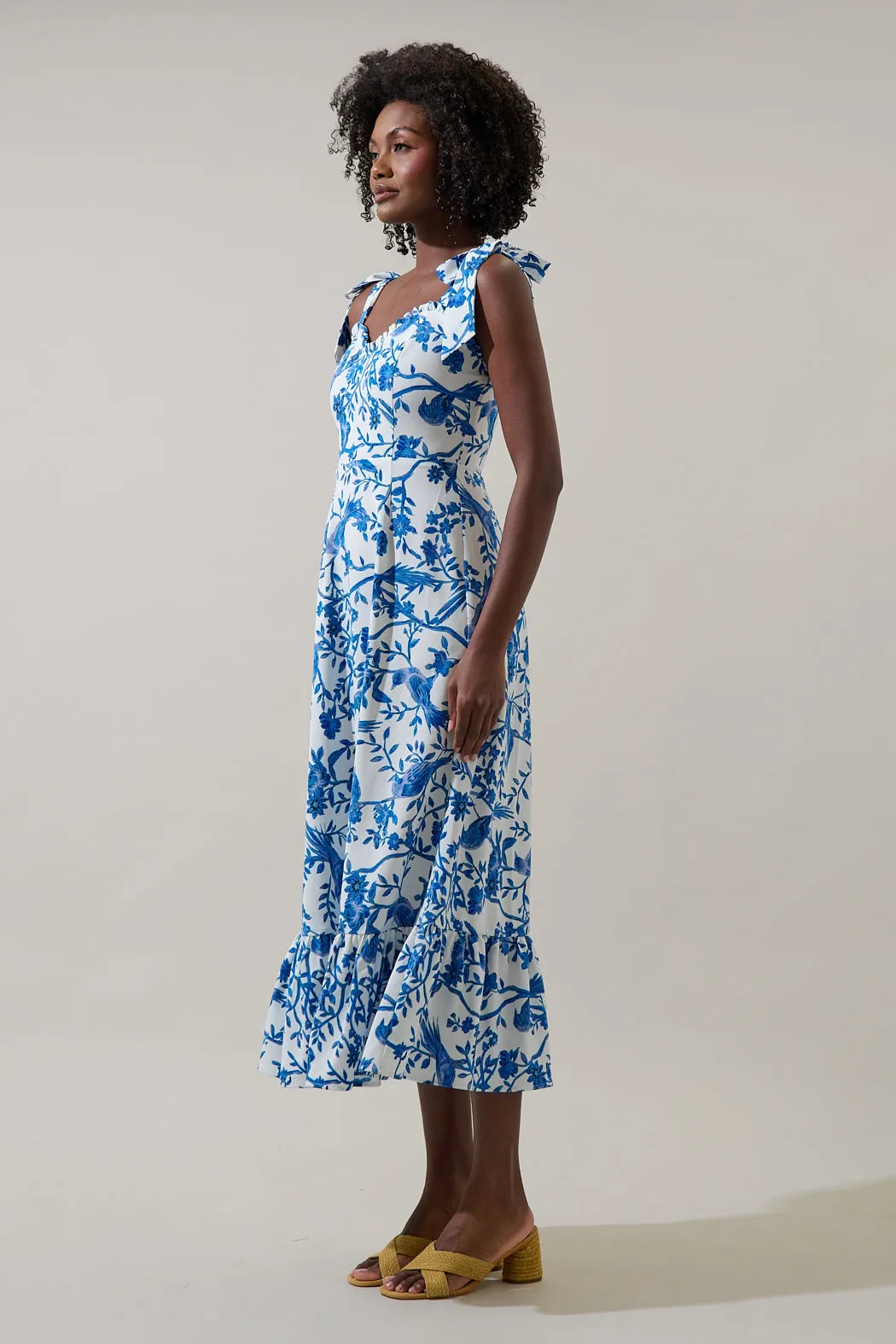 Ciela Floral Baker Tie Strap Midi Dress sold by Sugarlips product image thumbnail 3