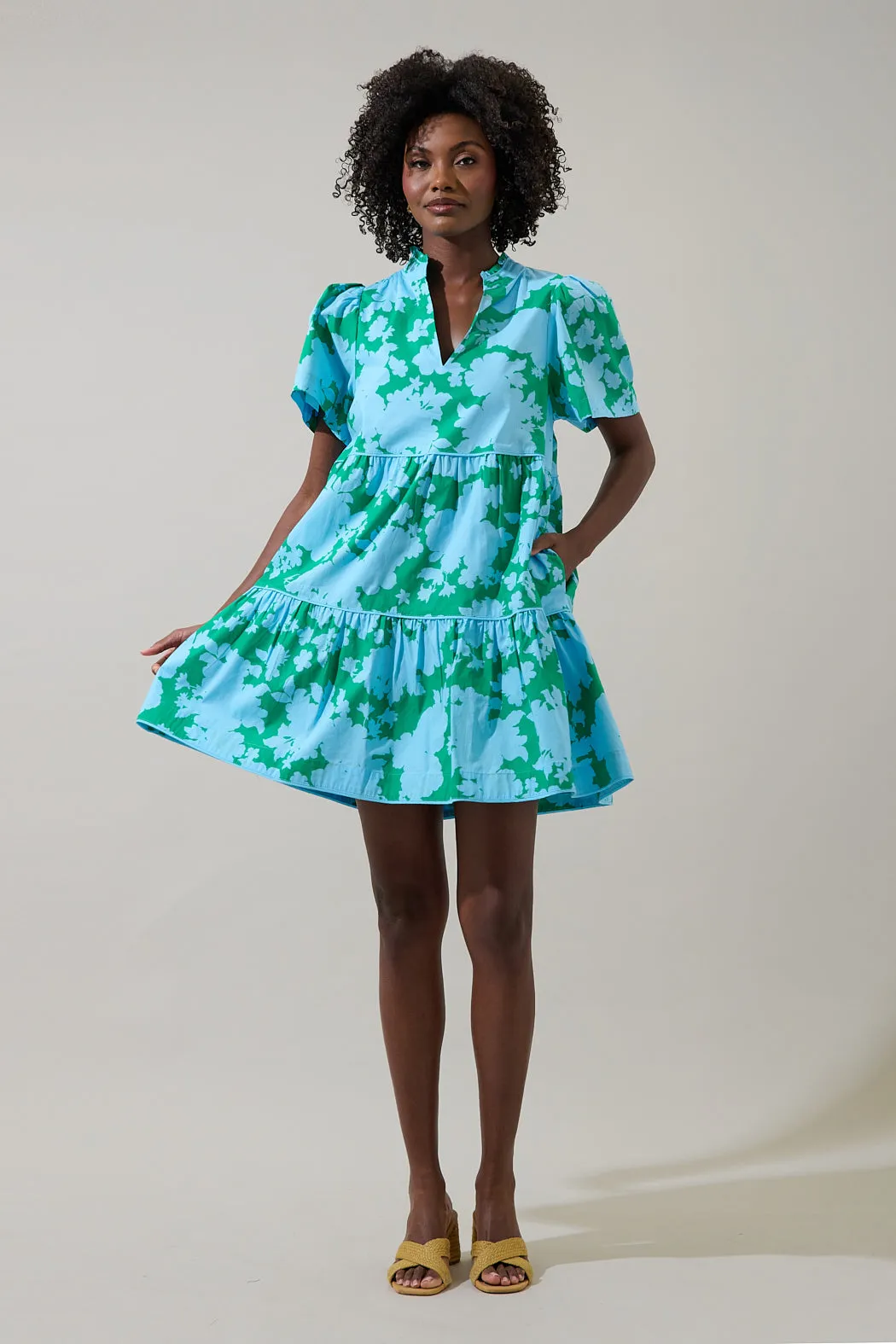 Riona Floral Candace Tiered Mini Dress sold by Sugarlips product image thumbnail 4