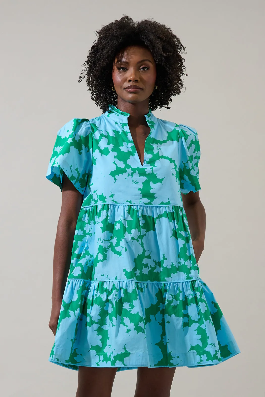 Riona Floral Candace Tiered Mini Dress sold by Sugarlips