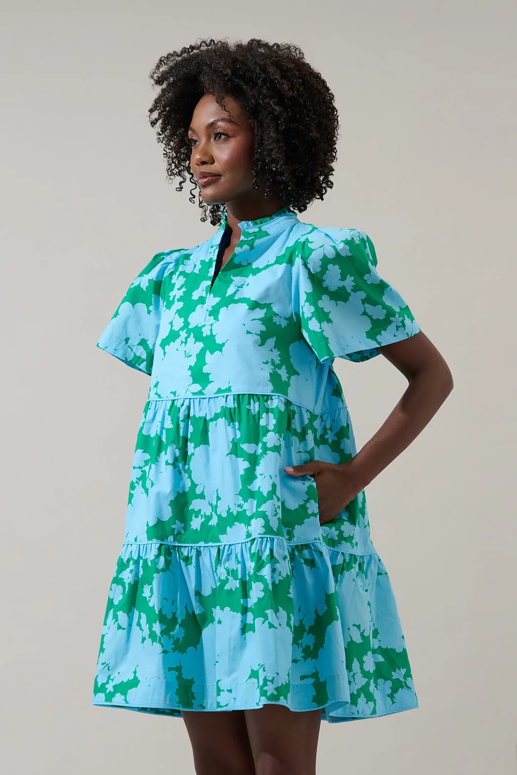 Riona Floral Candace Tiered Mini Dress sold by Sugarlips product image thumbnail 3