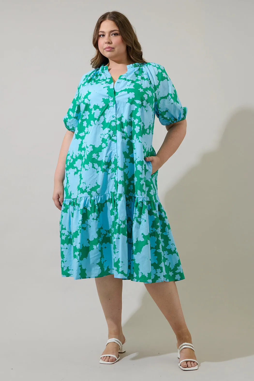Riona Floral Wynette Tiered Midi Dress Curve sold by Sugarlips product image thumbnail 5