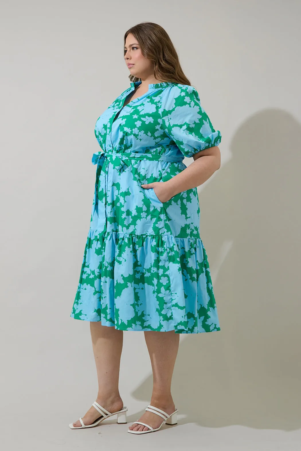 Riona Floral Wynette Tiered Midi Dress Curve sold by Sugarlips product image thumbnail 3