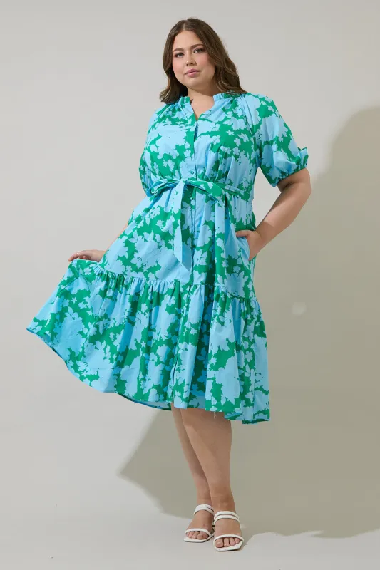 Riona Floral Wynette Tiered Midi Dress Curve sold by Sugarlips