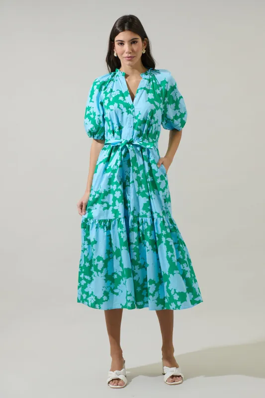 Riona Floral Wynette Tiered Midi Dress sold by Sugarlips