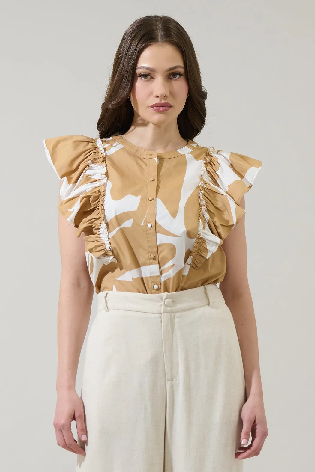 Hazel Abstract Vance Button Front Blouse sold by Sugarlips