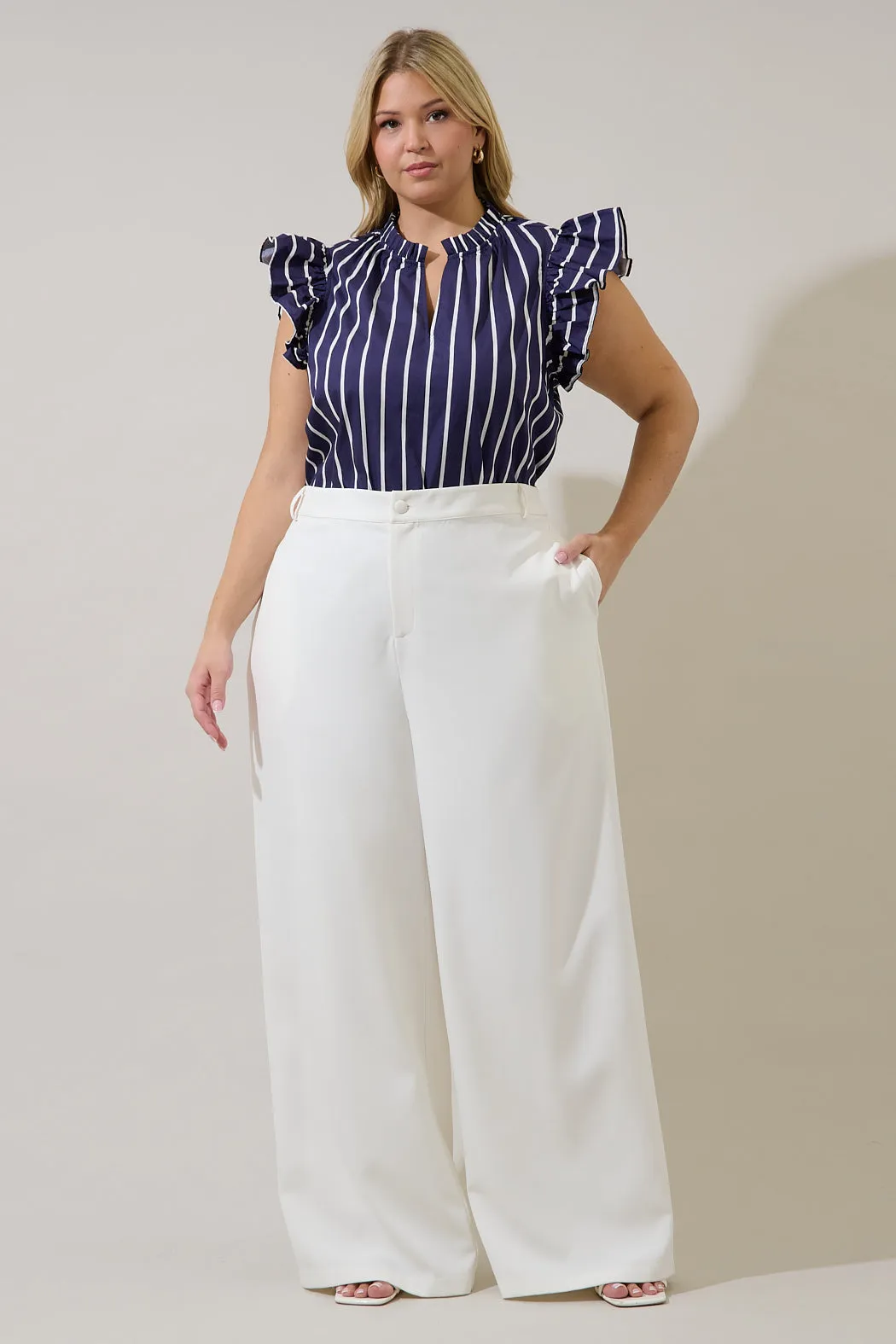 Adlina Ruffle Top Verta Stripe Curve sold by Sugarlips product image thumbnail 4