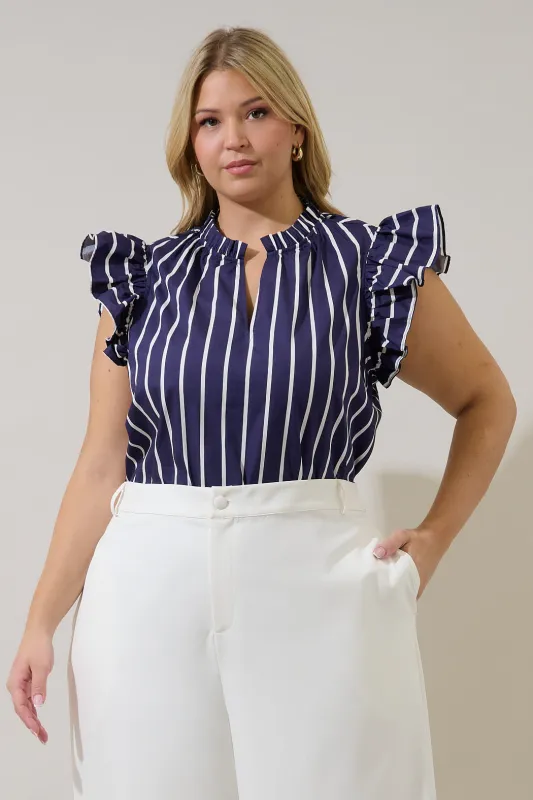 Adlina Ruffle Top Verta Stripe Curve sold by Sugarlips