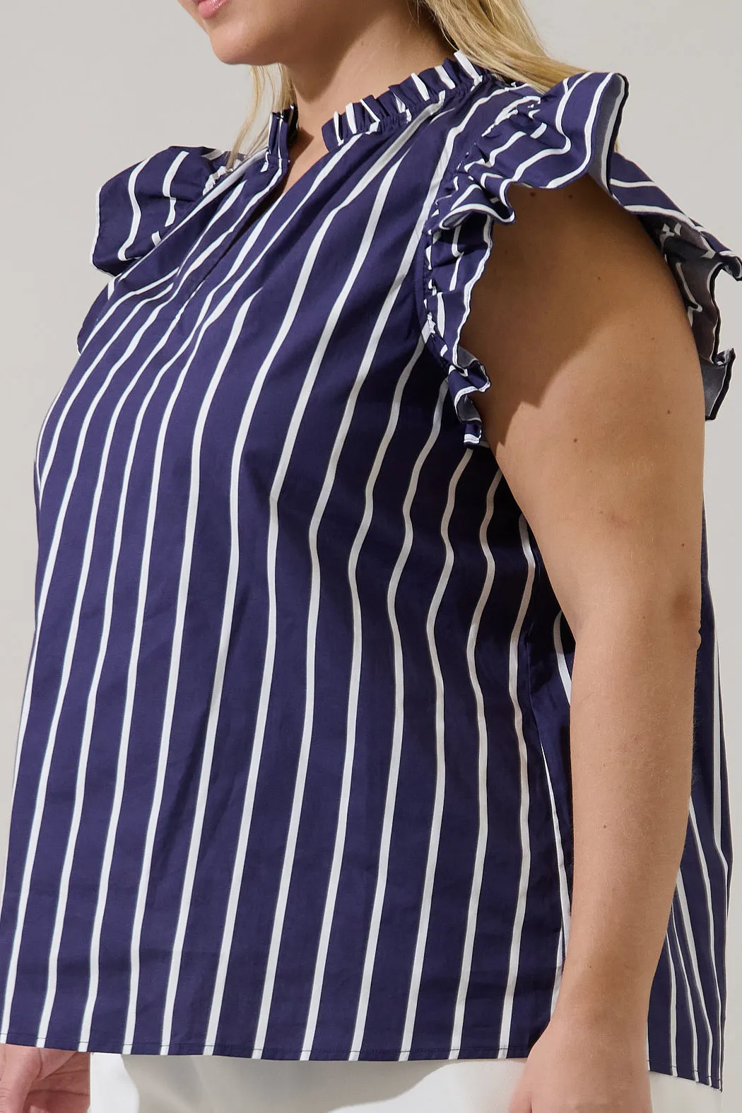 Adlina Ruffle Top Verta Stripe Curve sold by Sugarlips product image thumbnail 5