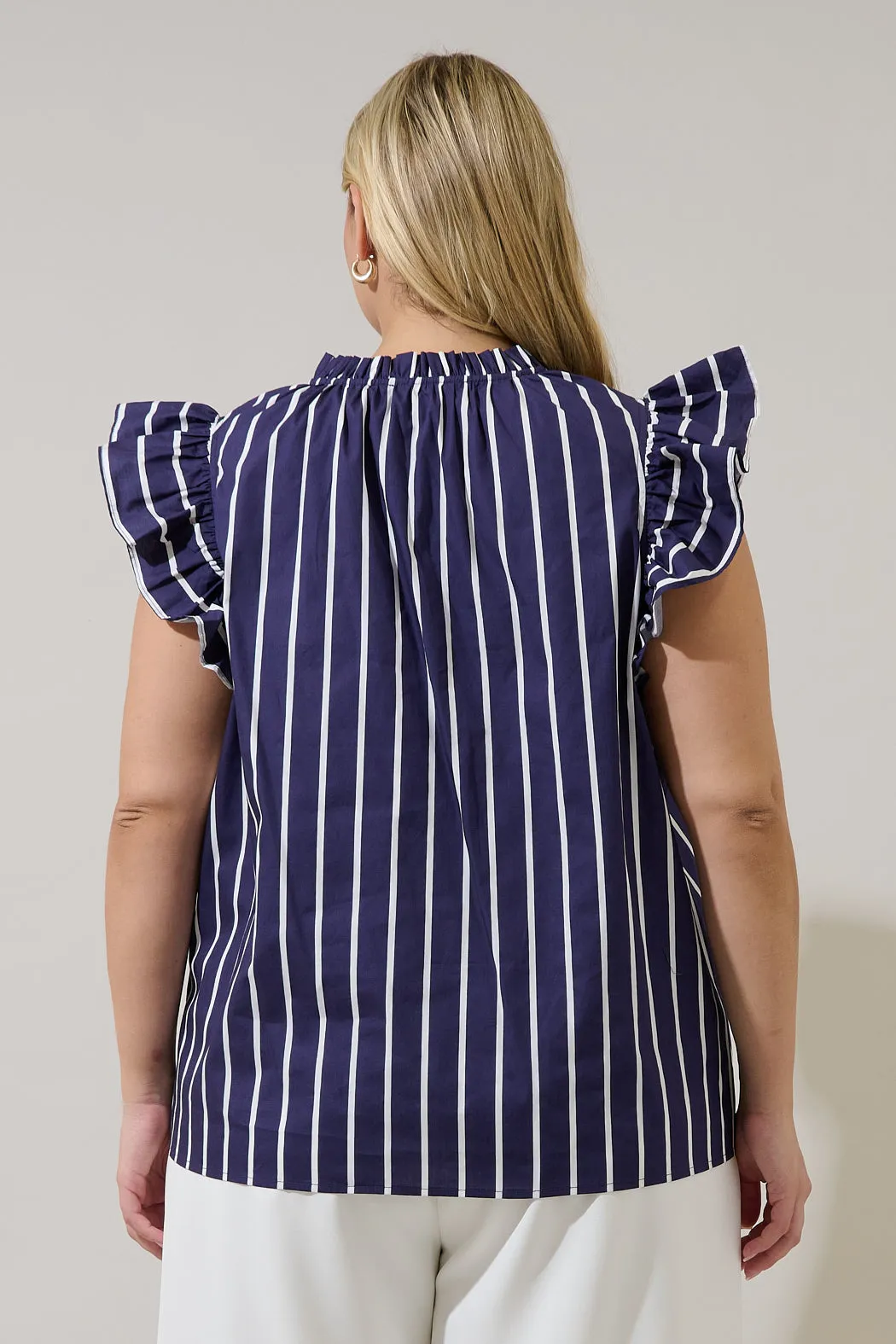 Adlina Ruffle Top Verta Stripe Curve sold by Sugarlips product image thumbnail 2