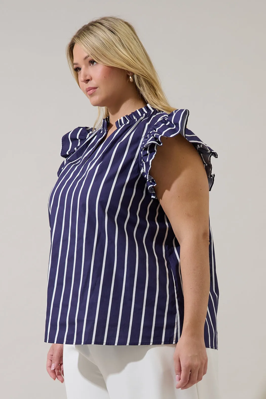 Adlina Ruffle Top Verta Stripe Curve sold by Sugarlips product image thumbnail 3