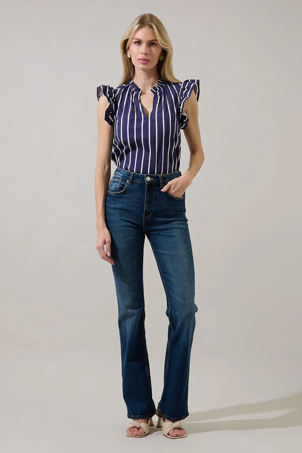 Adlina Ruffle Top Verta Stripe sold by Sugarlips product image thumbnail 4