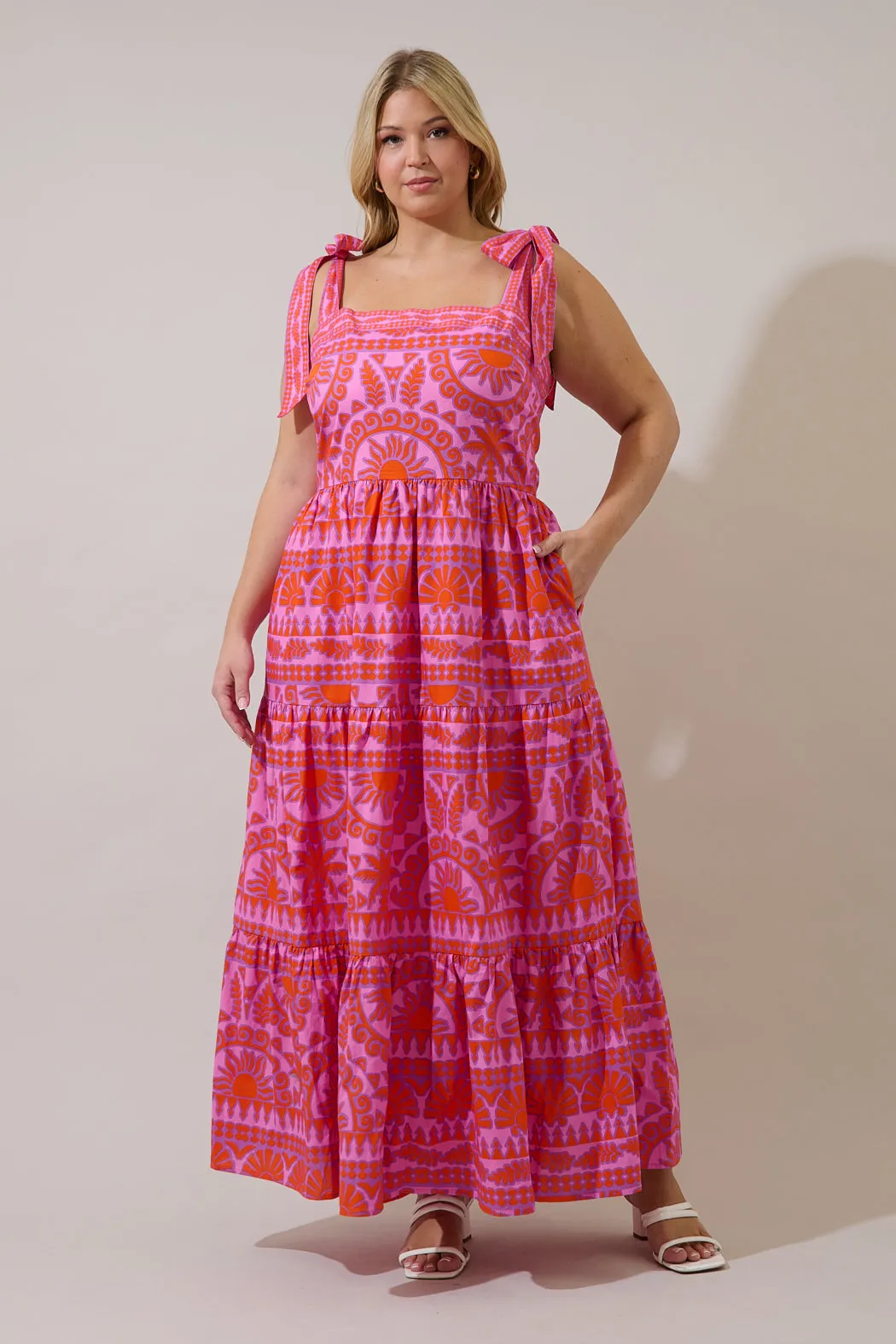 Tarie Tropical Emely Tiered Maxi Dress Curve sold by Sugarlips