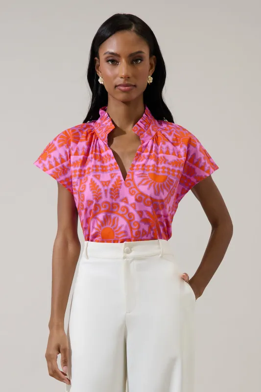 Tarie Tropical Juna Ruffle Top sold by Sugarlips