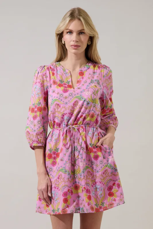 Ramsie Floral Melany Shift Mini Dress sold by Sugarlips