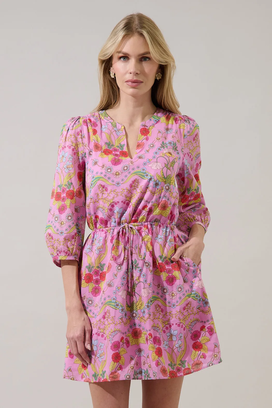 Ramsie Floral Melany Shift Mini Dress sold by Sugarlips