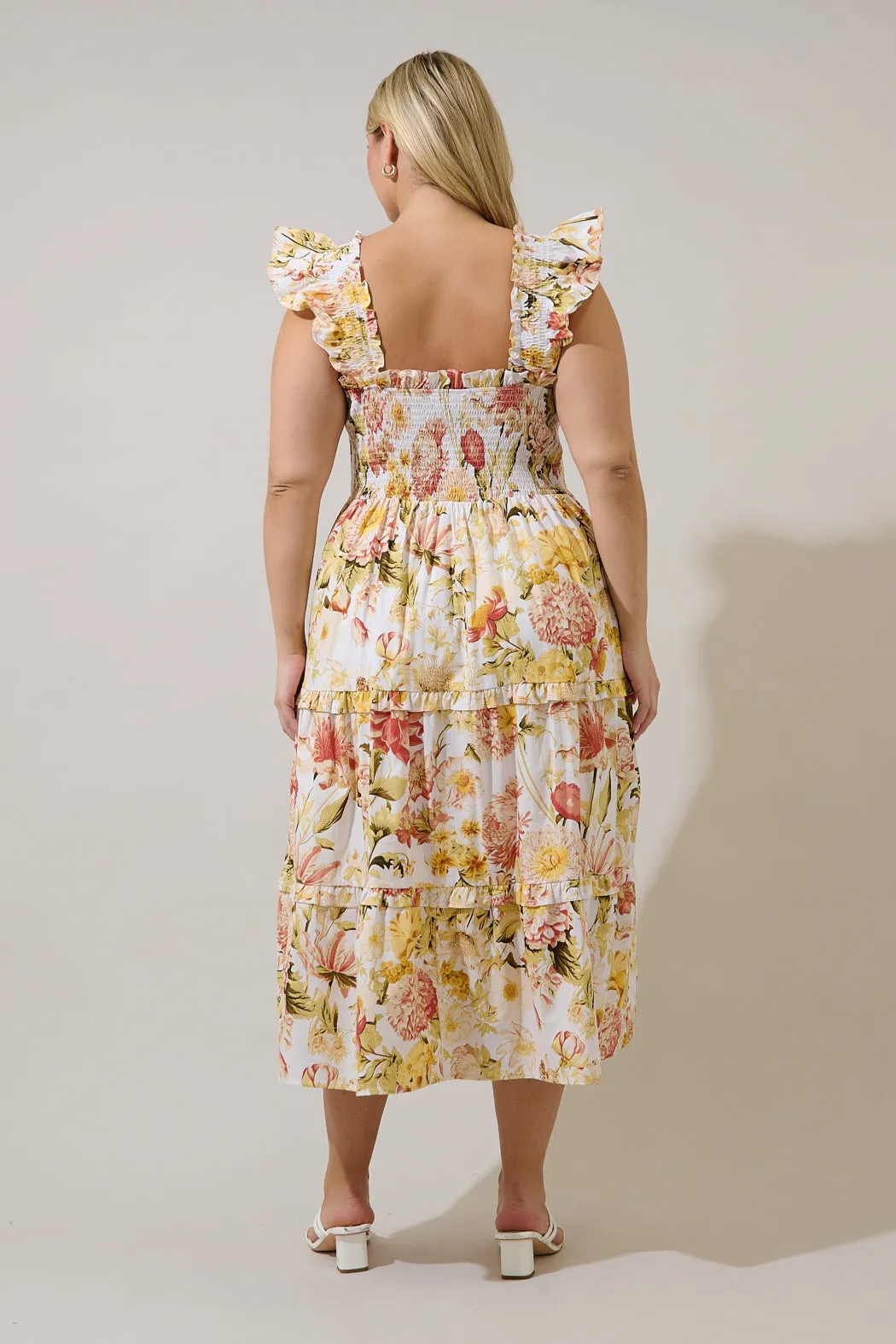 Emy Smocked Midi Dress Zury Floral Curve sold by Sugarlips product image thumbnail 2