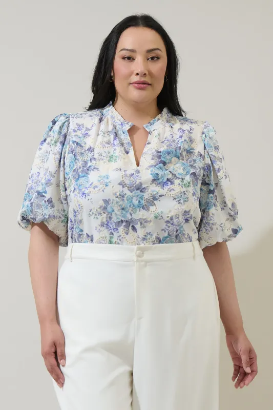 Yalinda Eyelet Puff Sleeve Top Curve sold by Sugarlips