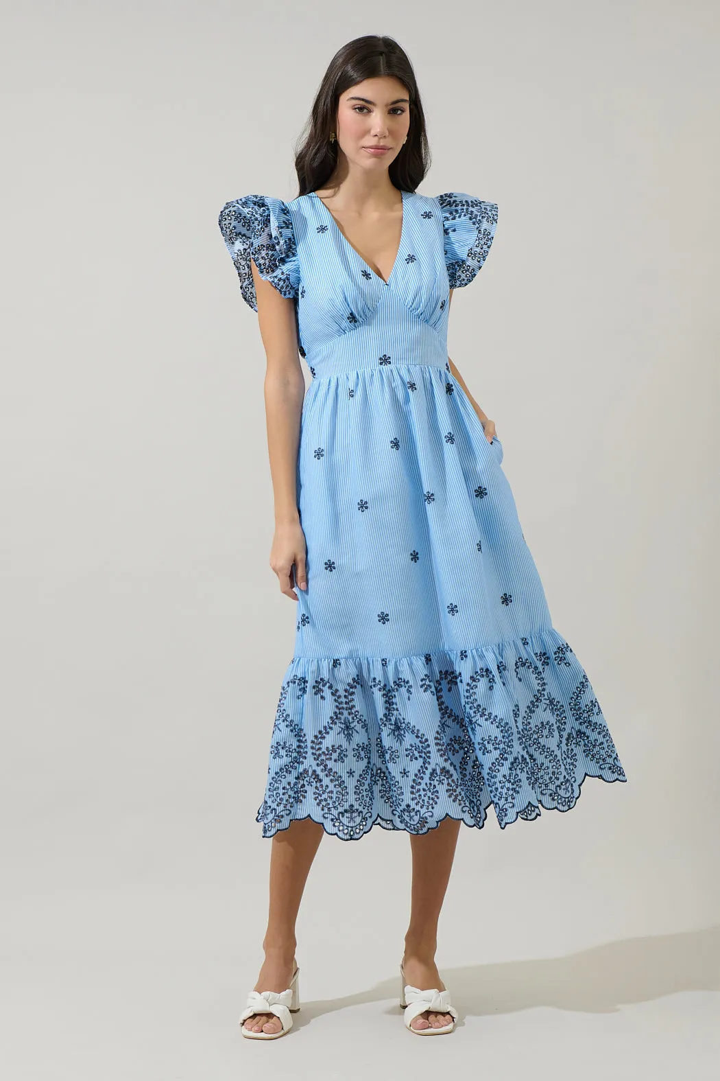 Joliet Stripe Eyelet Zayla Midi Dress sold by Sugarlips product image thumbnail 5