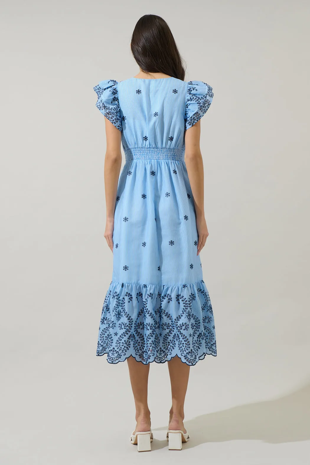 Joliet Stripe Eyelet Zayla Midi Dress sold by Sugarlips product image thumbnail 2