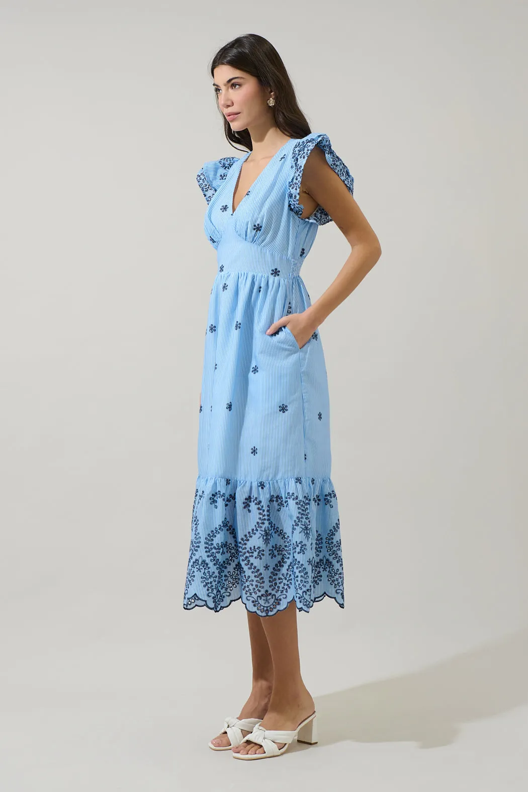 Joliet Stripe Eyelet Zayla Midi Dress sold by Sugarlips product image thumbnail 3