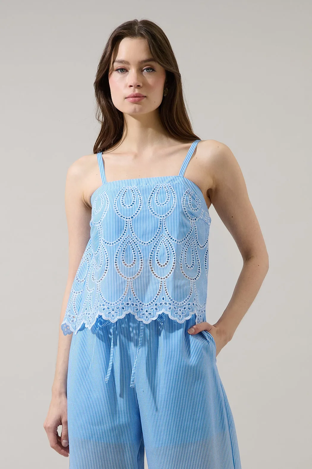 Geyser Striped Eyelet Tank Top sold by Sugarlips