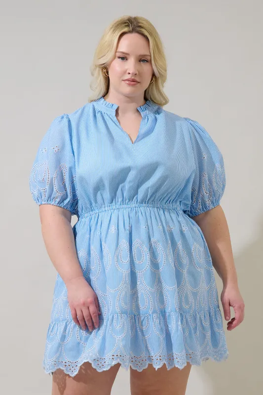 Geyser Striped Eyelet Marissa Mini Dress Curve made by Sugarlips