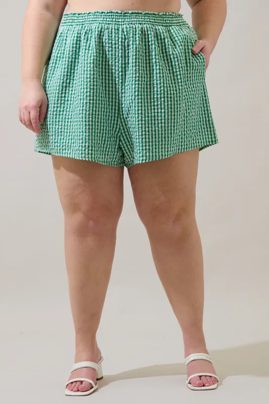 Tamara Gingham High Waisted Kiera Shorts Curve made by Sugarlips