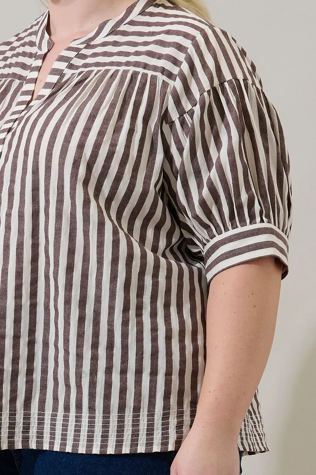 Catana Striped Split Neck Top Curve sold by Sugarlips product image thumbnail 5