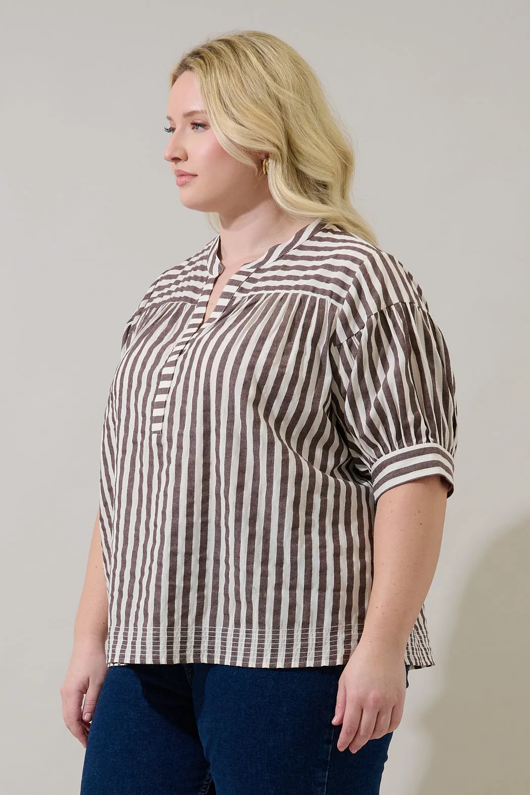 Catana Striped Split Neck Top Curve sold by Sugarlips product image thumbnail 3