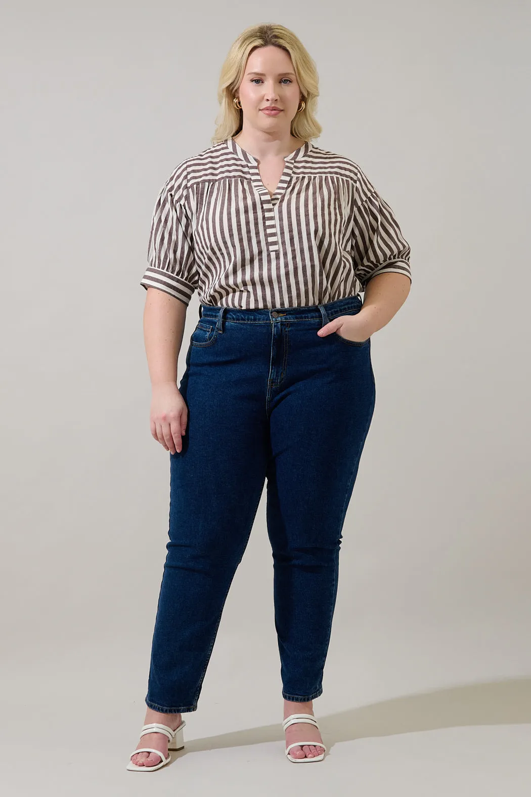 Catana Striped Split Neck Top Curve sold by Sugarlips product image thumbnail 4