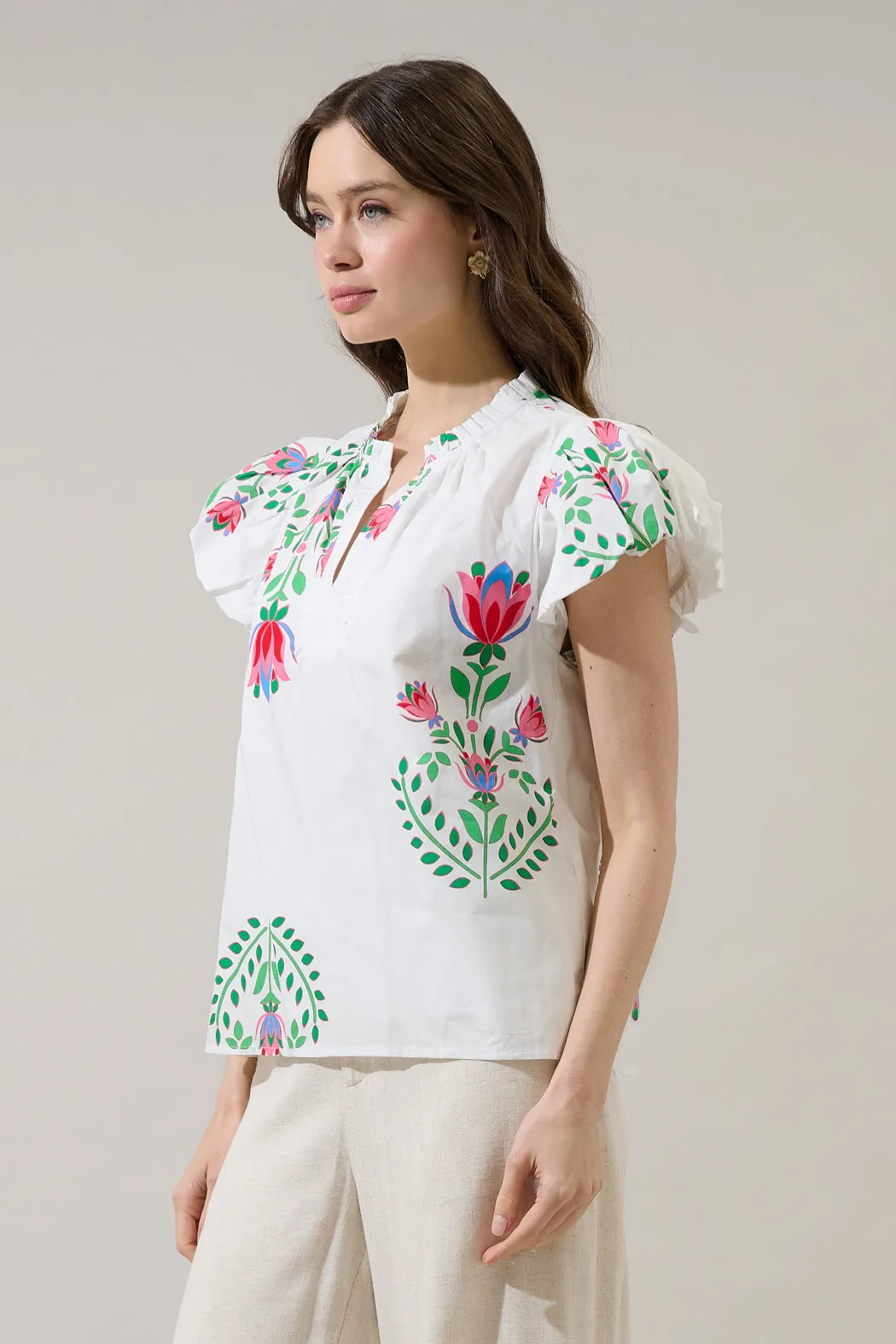 Keni Split Neck Top Saury Floral sold by Sugarlips product image thumbnail 3