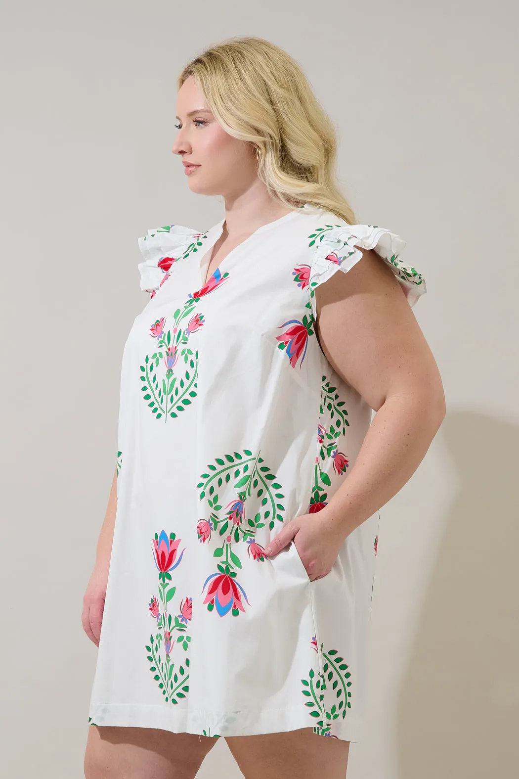 Evalyn Ruffle Mini Dress Saury Floral Curve sold by Sugarlips product image thumbnail 3