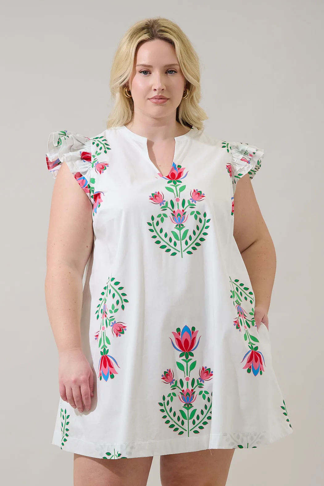 Evalyn Ruffle Mini Dress Saury Floral Curve sold by Sugarlips