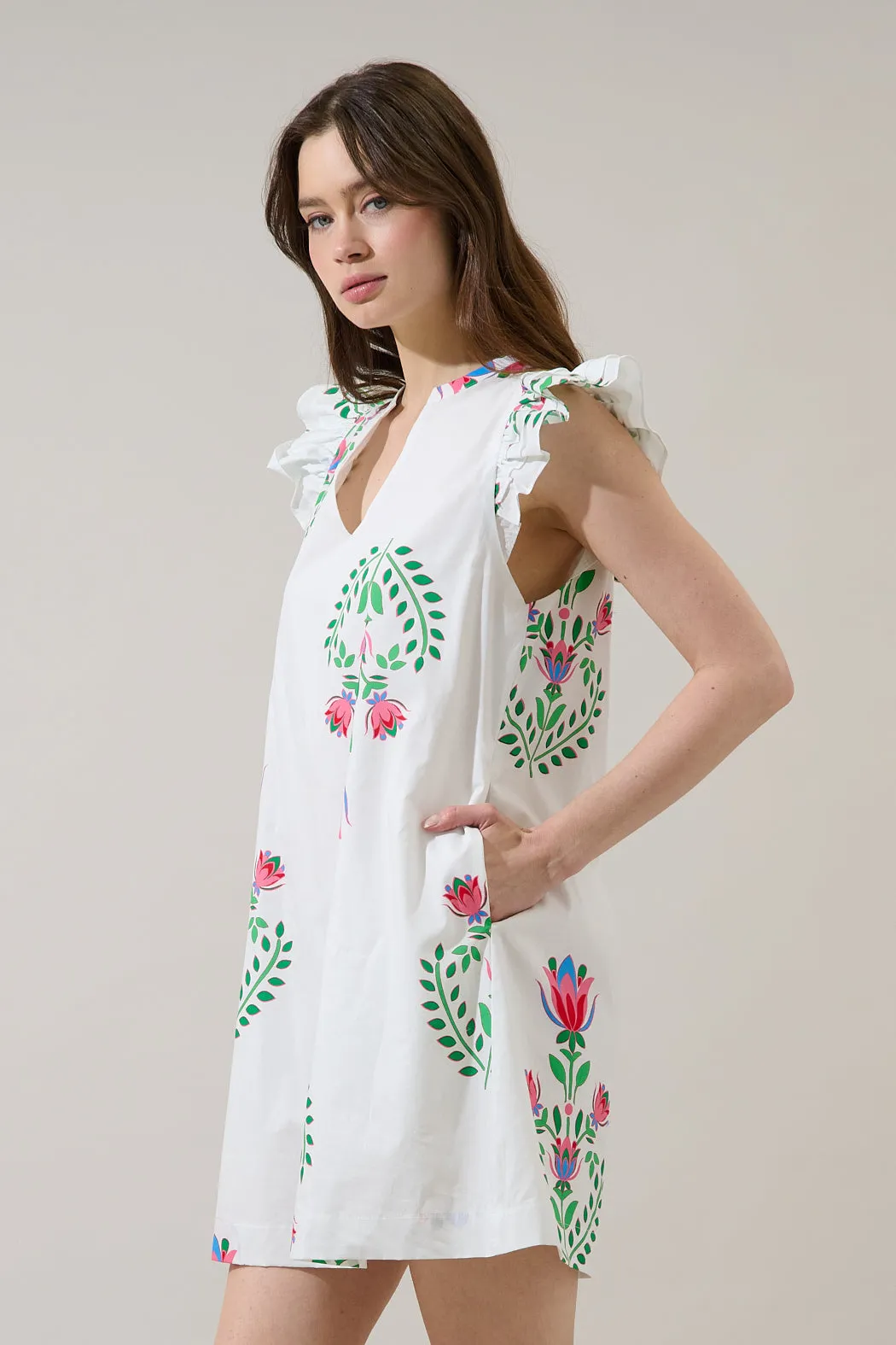 Evalyn Ruffle Mini Dress Saury Floral sold by Sugarlips product image thumbnail 4