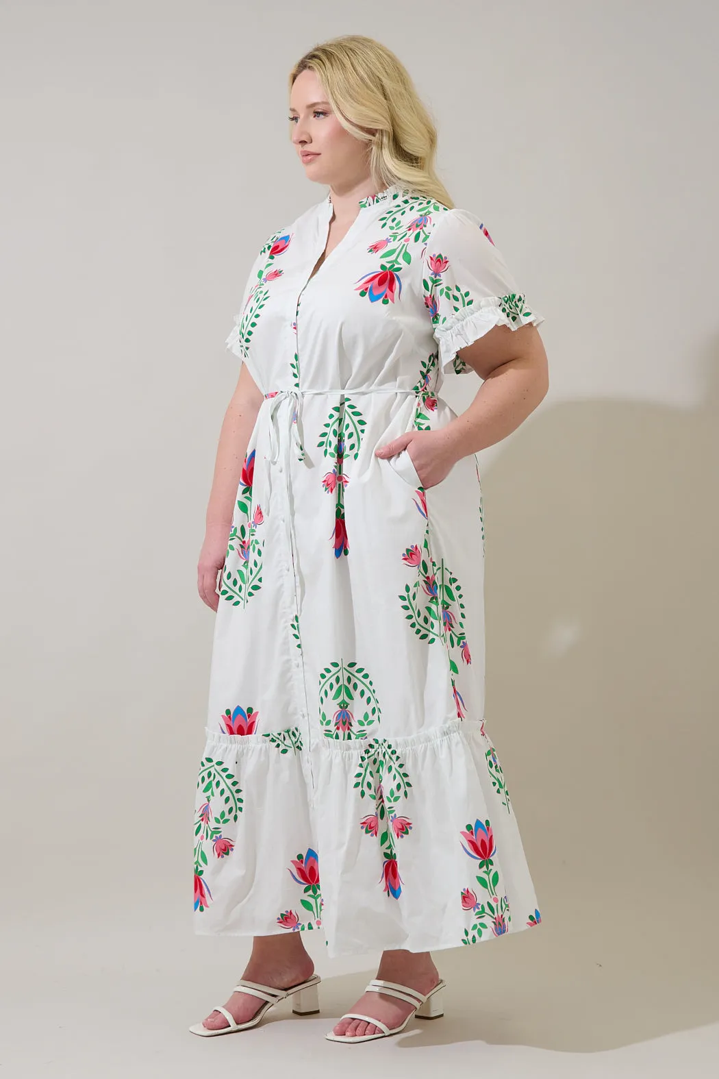 Alna Button Up Midi Dress Saury Floral Curve sold by Sugarlips product image thumbnail 3