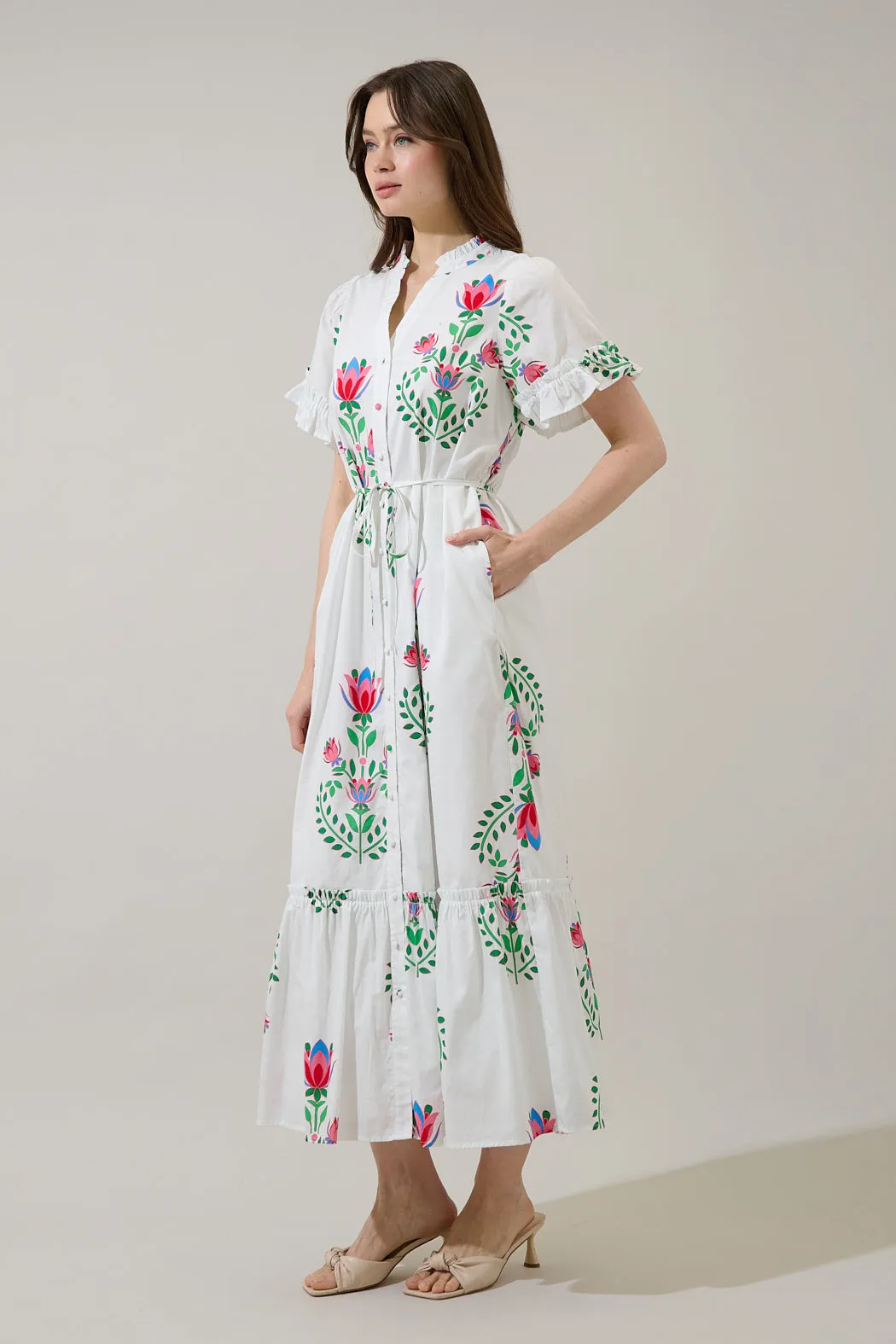 Alna Button Up Midi Dress Saury Floral sold by Sugarlips product image thumbnail 3