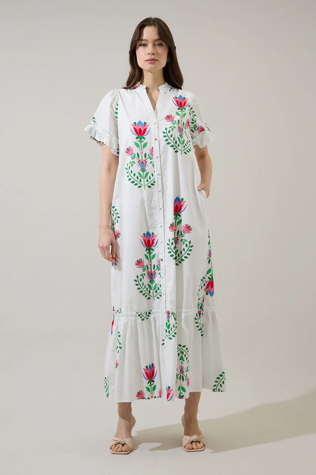 Alna Button Up Midi Dress Saury Floral sold by Sugarlips product image thumbnail 4