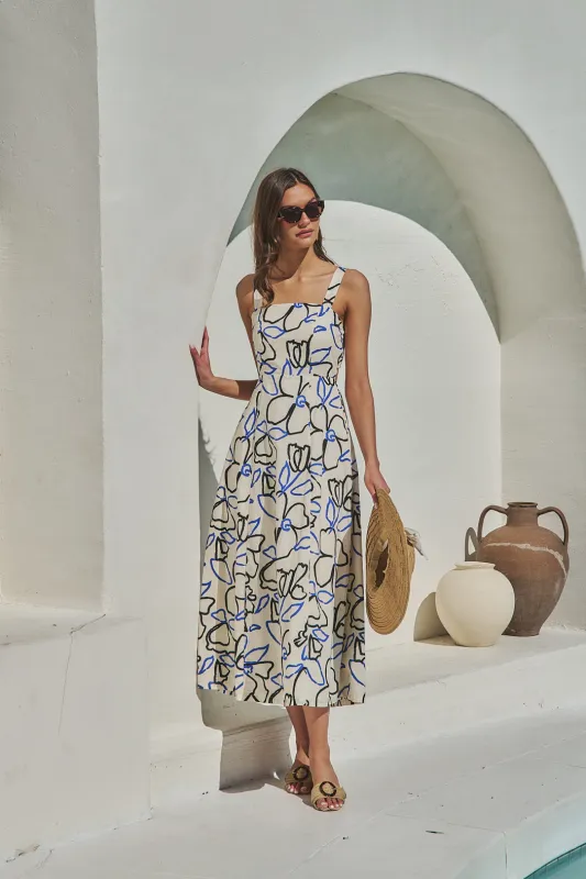 Steff Open Back Midi Dress Tercy Floral made by Sugarlips