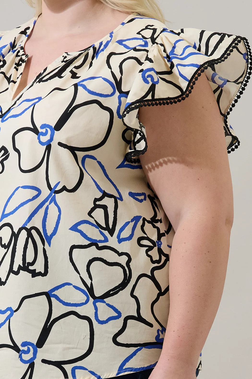 Carya Ruffle Poplin Top Tercy Floral Curve sold by Sugarlips product image thumbnail 5