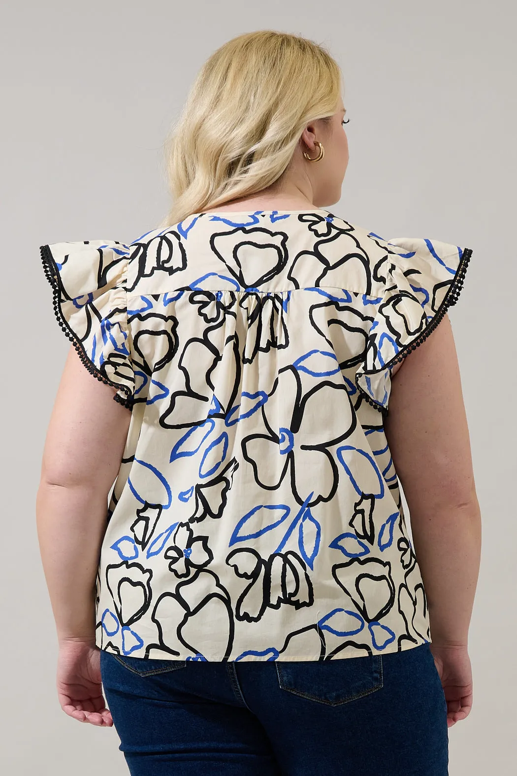 Carya Ruffle Poplin Top Tercy Floral Curve sold by Sugarlips product image thumbnail 2