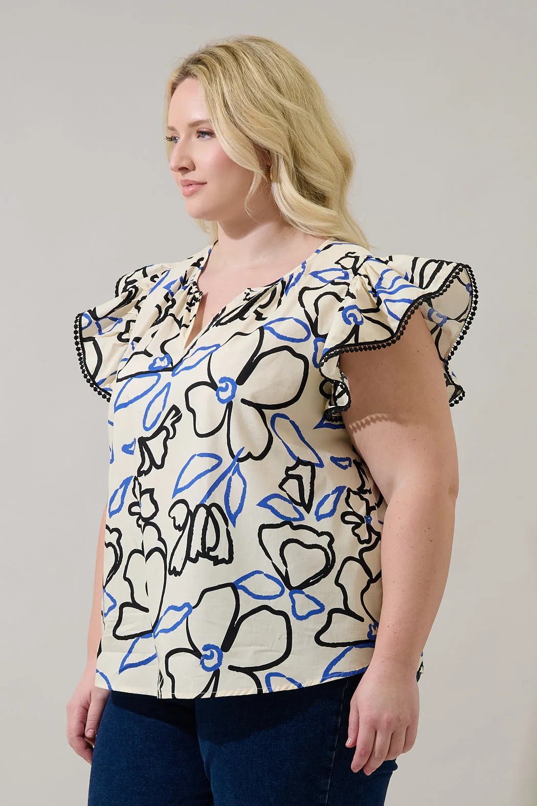 Carya Ruffle Poplin Top Tercy Floral Curve sold by Sugarlips product image thumbnail 3