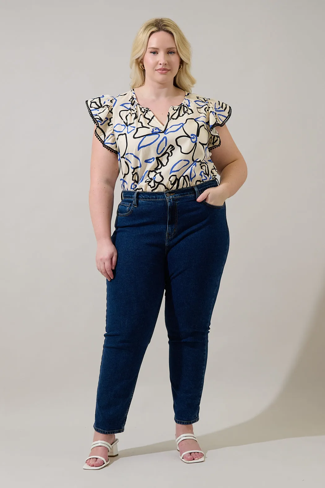 Carya Ruffle Poplin Top Tercy Floral Curve sold by Sugarlips product image thumbnail 4