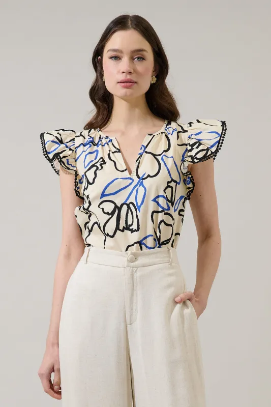Carya Ruffle Poplin Top Tercy Floral made by Sugarlips